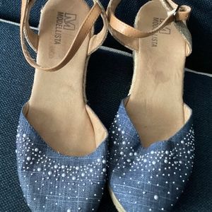 Blue platform shoes with strap size 8